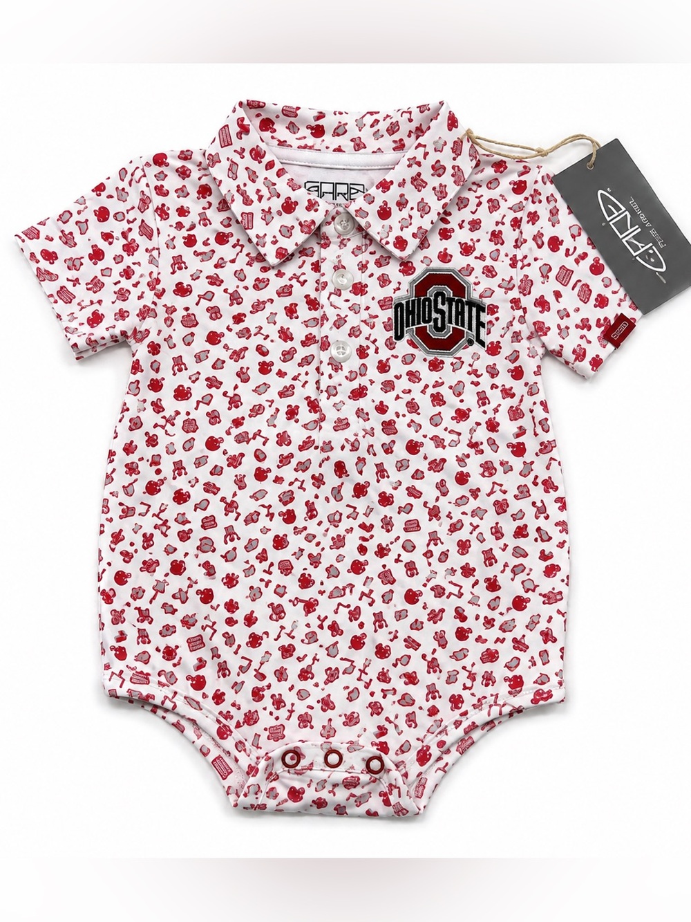GARB Ohio State Buckeyes Baby Polo Romper One Piece 12M NWT Football Gameday